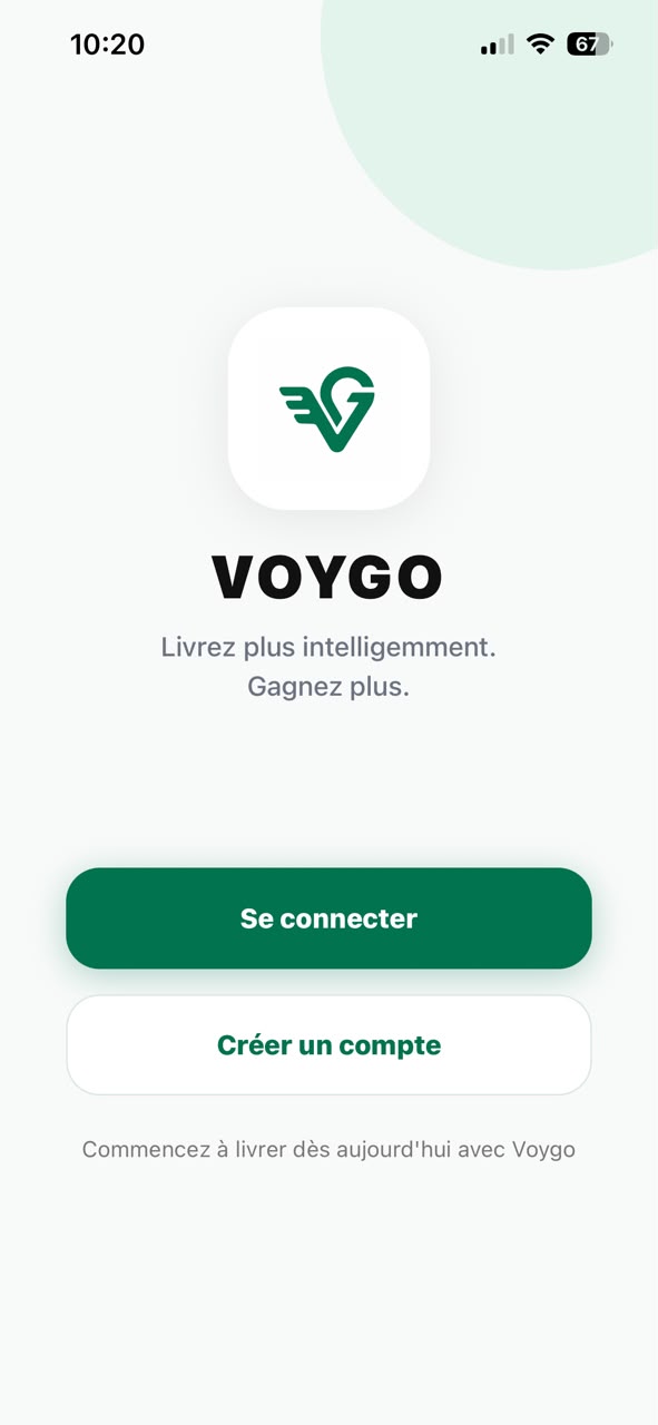 Capture d'écran de l'application Voygo